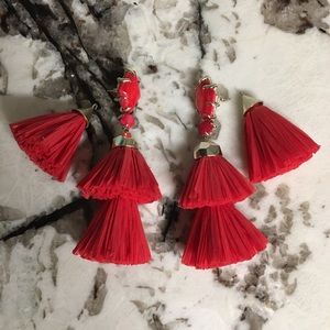 Kendra Scott Red Denise Tassel Statement Earrings
